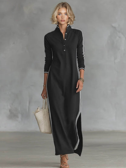 Sportieve Chic Maxi-jurk met Gestreepte Bies