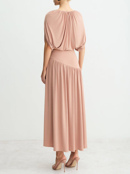 Sexy Gerimpelde Crop Top & Vloeiende Maxi Rok Set