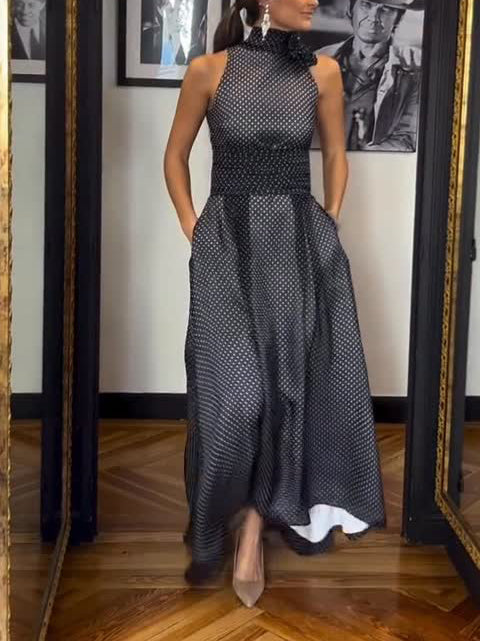 Elegante Halterjurk met Polkadotprint