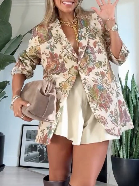 Exquise Retro Bloemenprint Oversized Pak Shorts Set