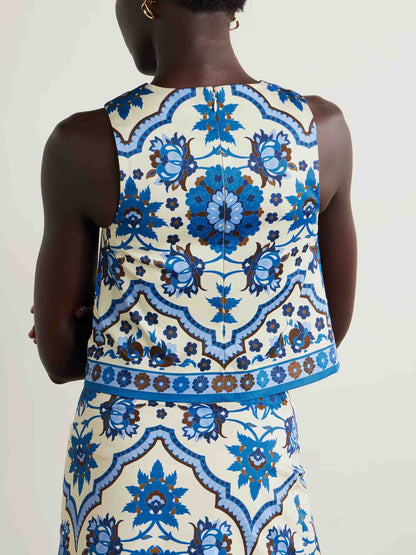 Unieke Exquisite Bloemenprint Shorts en Vest Twee-delige Set