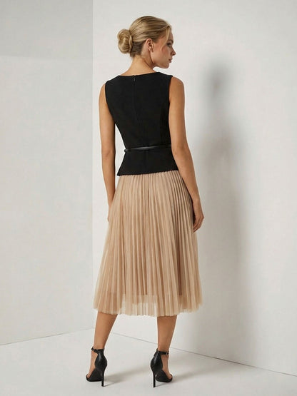Elegante Asymmetrische Bootneck Top & Rok Twee-Delige Set