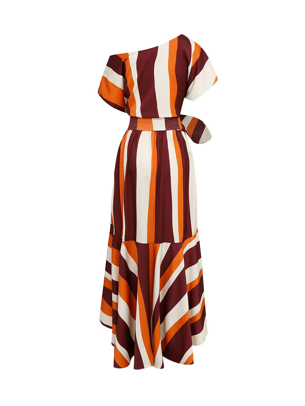 Elegante Asymmetrische Geometrische Streep Gedrukte Casual Maxi Jurk