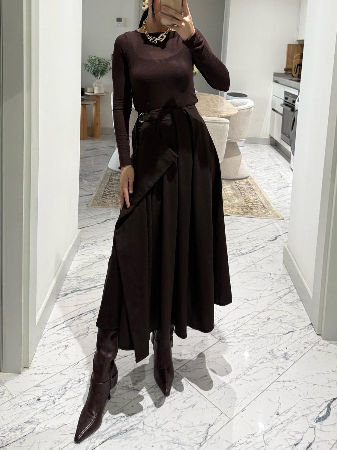 Exquise Plissé Flared Midi Rok Twee-Delige Set