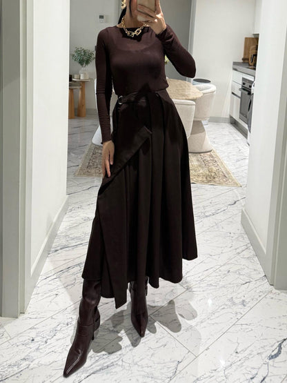 Exquise Plissé Flared Midi Rok Twee-Delige Set