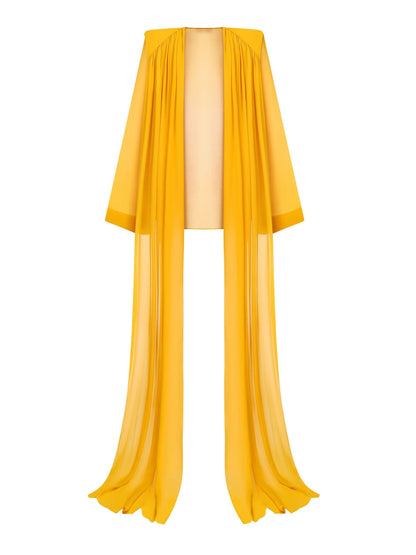 Elegante Gelaagde Chiffon Shirt & Wijde Pantalon Twee-Piece Set
