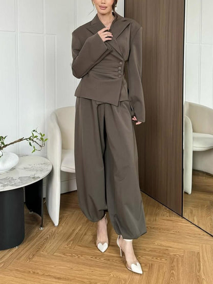 Elegante Asymmetrische Blazer Tweedelige Set