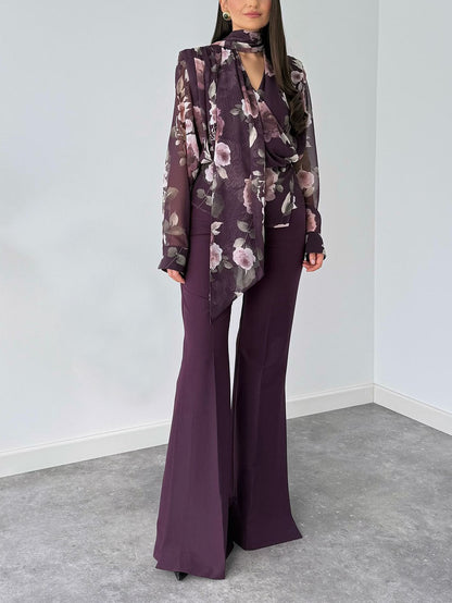 Exquisite Geprinte Lange Mouwen Shirt Twee-delige Set
