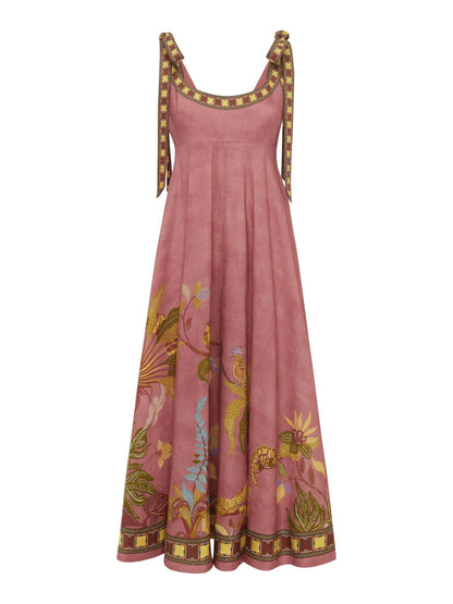 Unieke Maxi Jurk met Tropische Hagedisprint