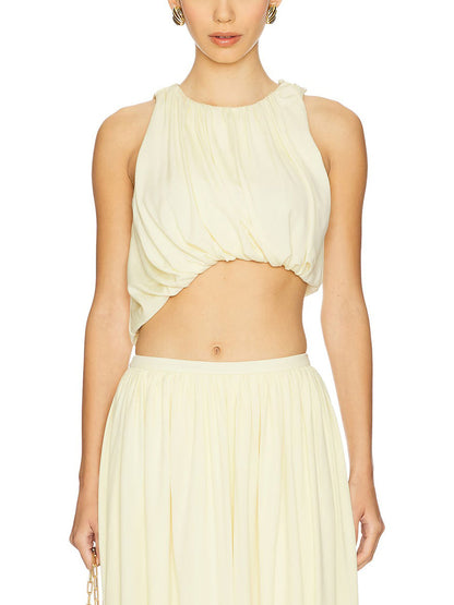 Elegante Asymmetrische Hem Cropped Top En Rok Twee-delige Set