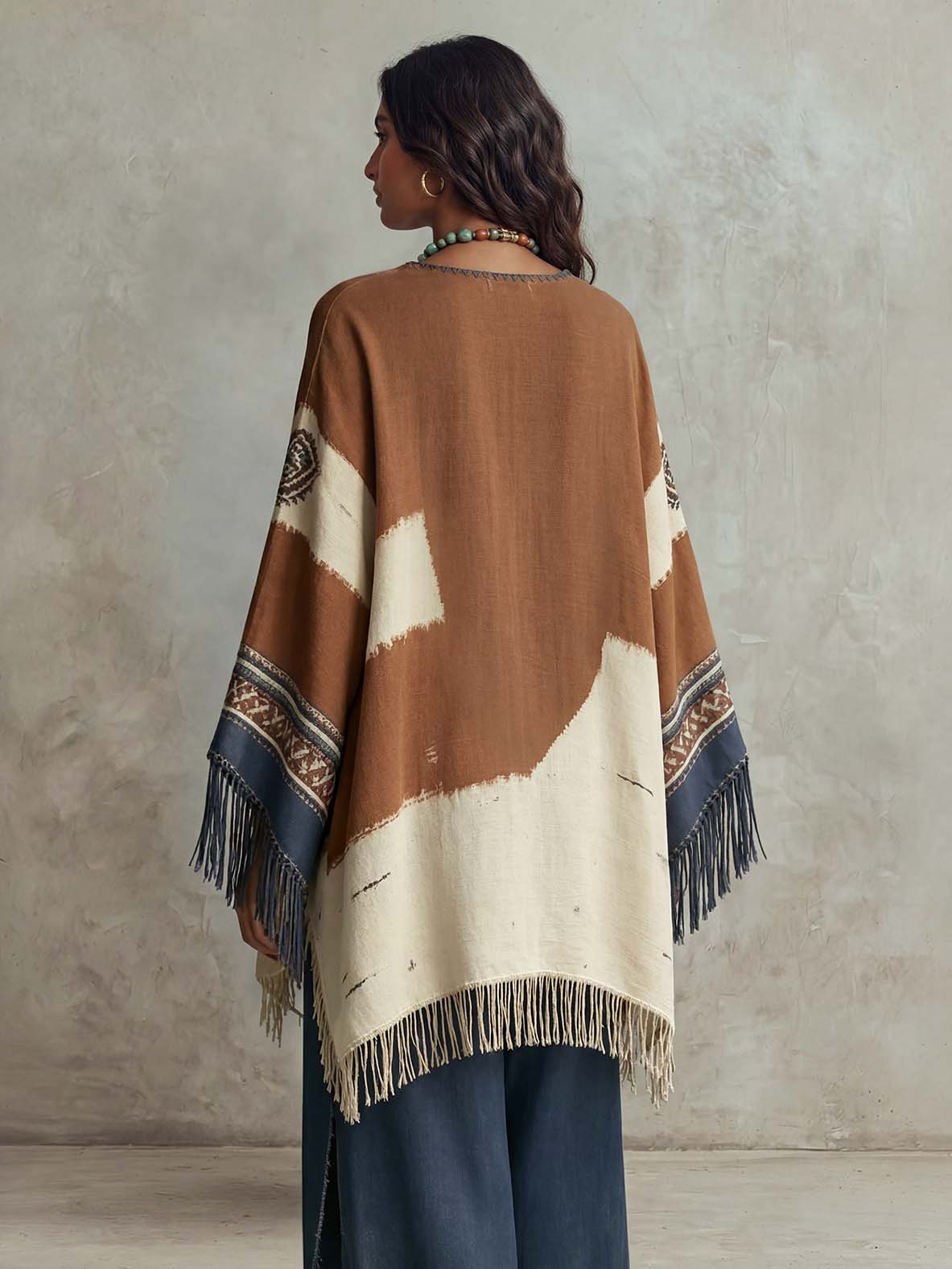 Retro Bohemian Etnische Print Tassel Sjaal Top Twee-Piece Set