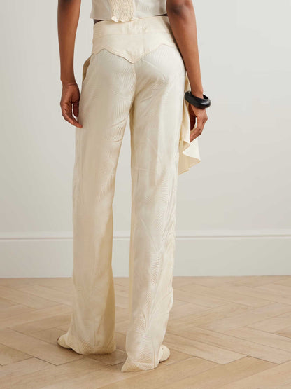 Elegante Rugloze Cropped Top & Draped Wijde Broek Set