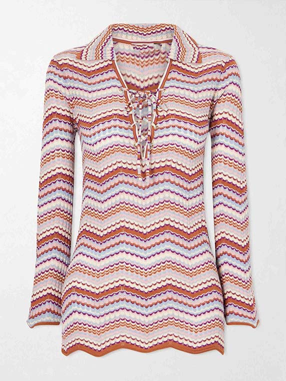 Casual Zigzag Streep Gebreid Twee-Delig Set