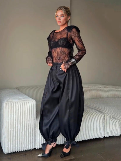 Sexy Kant Top & Hoge Taille Touwbroek Set