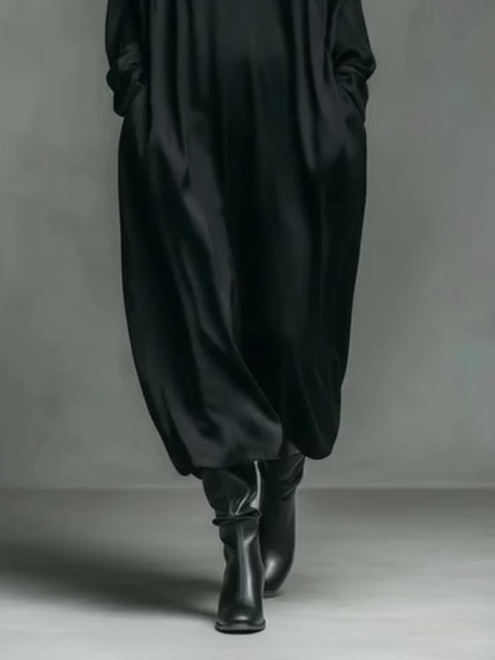 Elegante Satijnen Maxi Jurk met Lage Halslijn