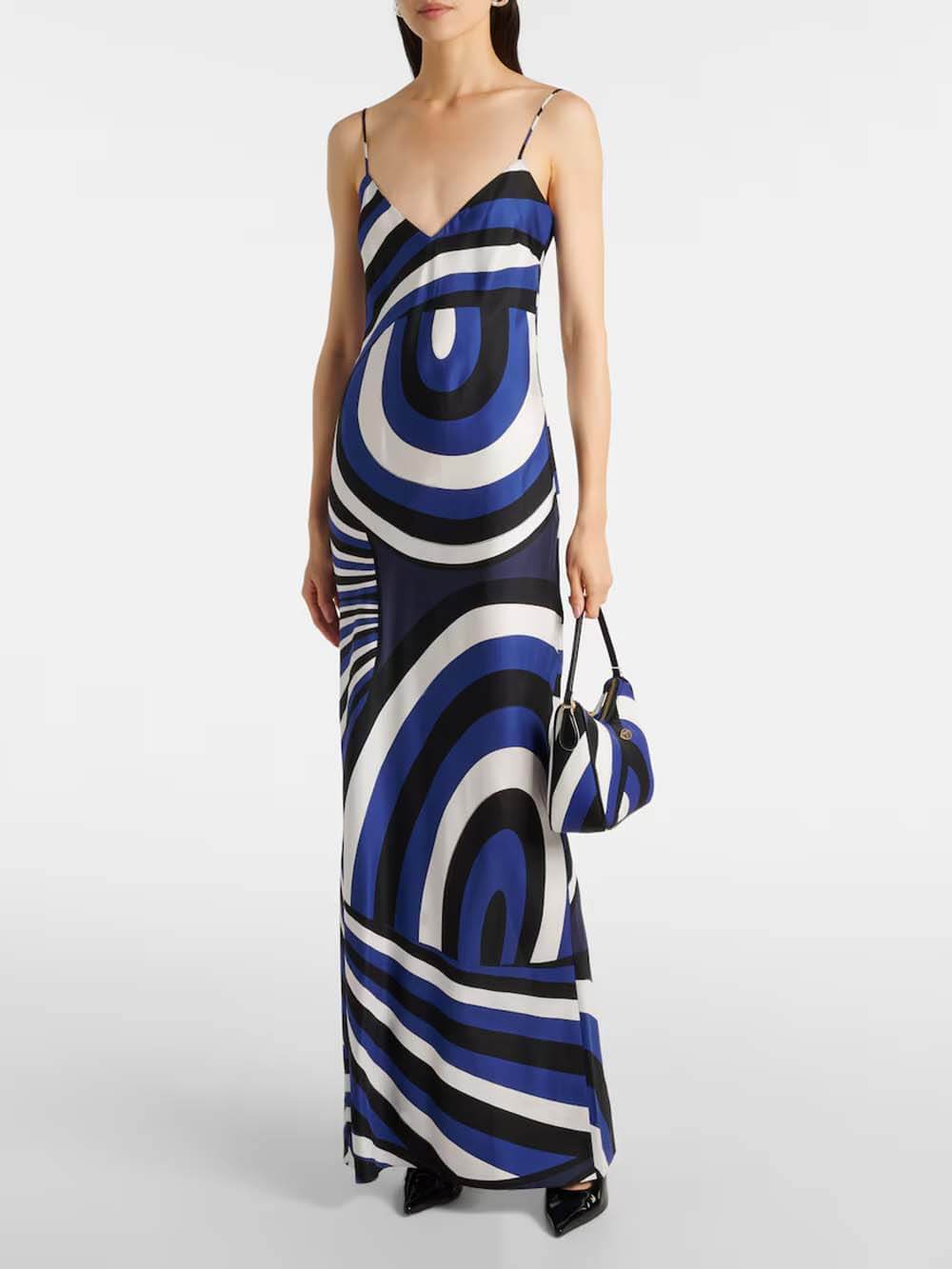Exquise Swirl Regenboogprint Maxi Jurk en Losse Cape Top Set