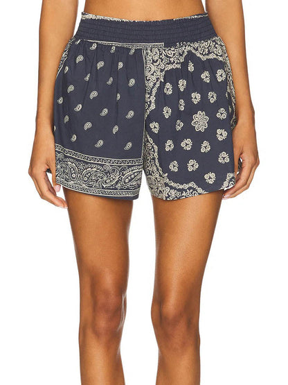 Retro Paisley Print Shorts En Langsleeve Shirt Twee-Piece Set