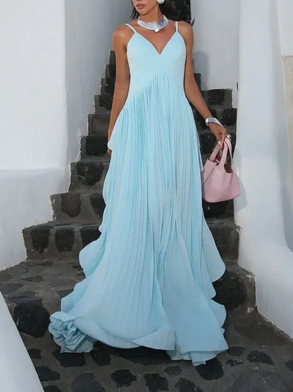 Delicate Glamour in Beweging Gelaagde Patchwork Rimpel Maxi Jurk
