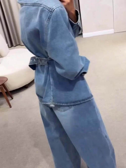 Modieuze Hoge Taille Pocket Wijde Jeans