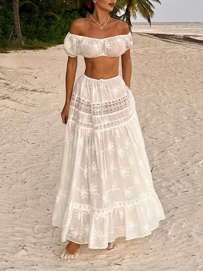 Vakantie-Stijl Cropped Top En Hoge Taille Rok Set