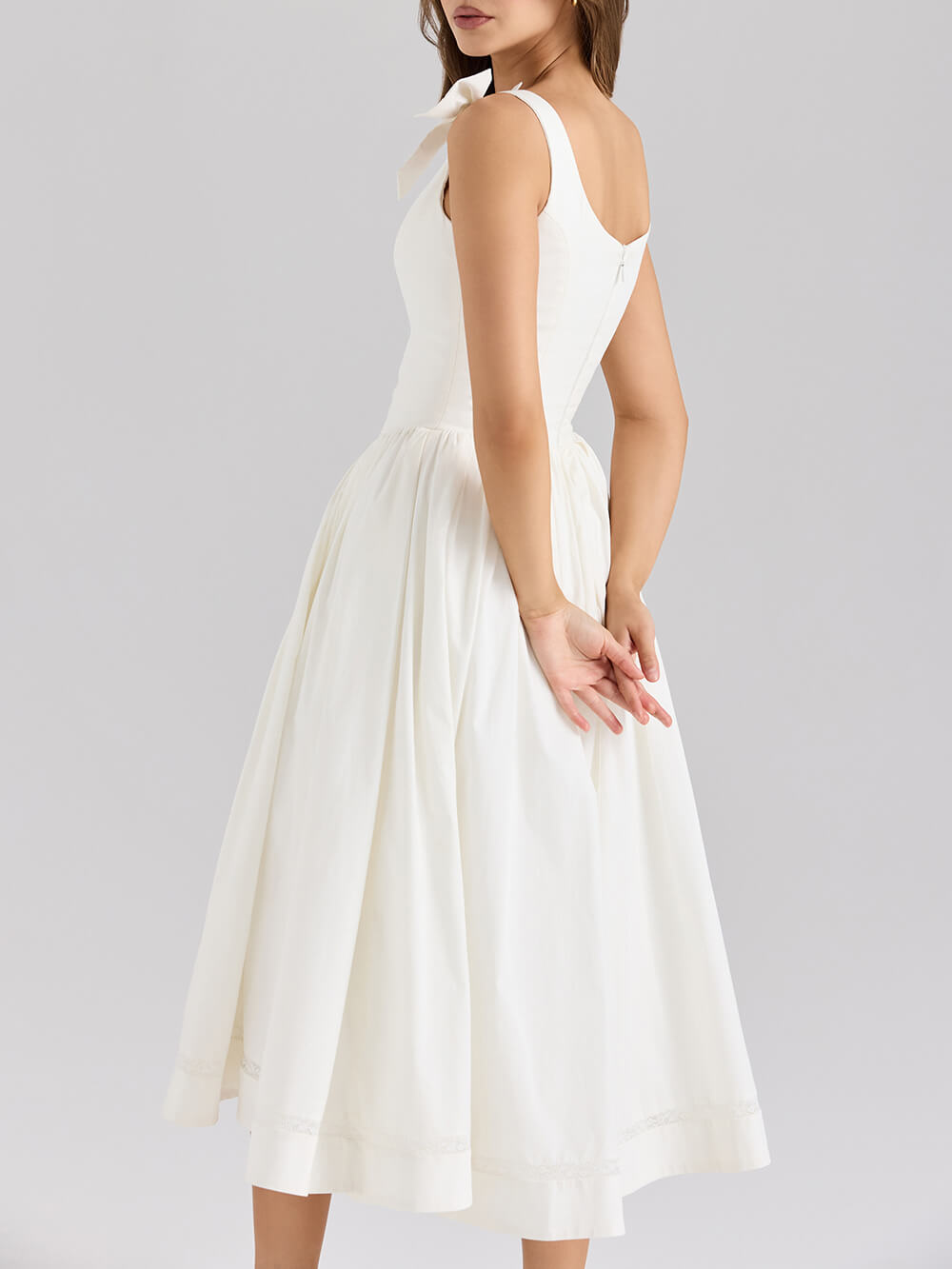 Retro Drape Strik Plissé Midi Jurk