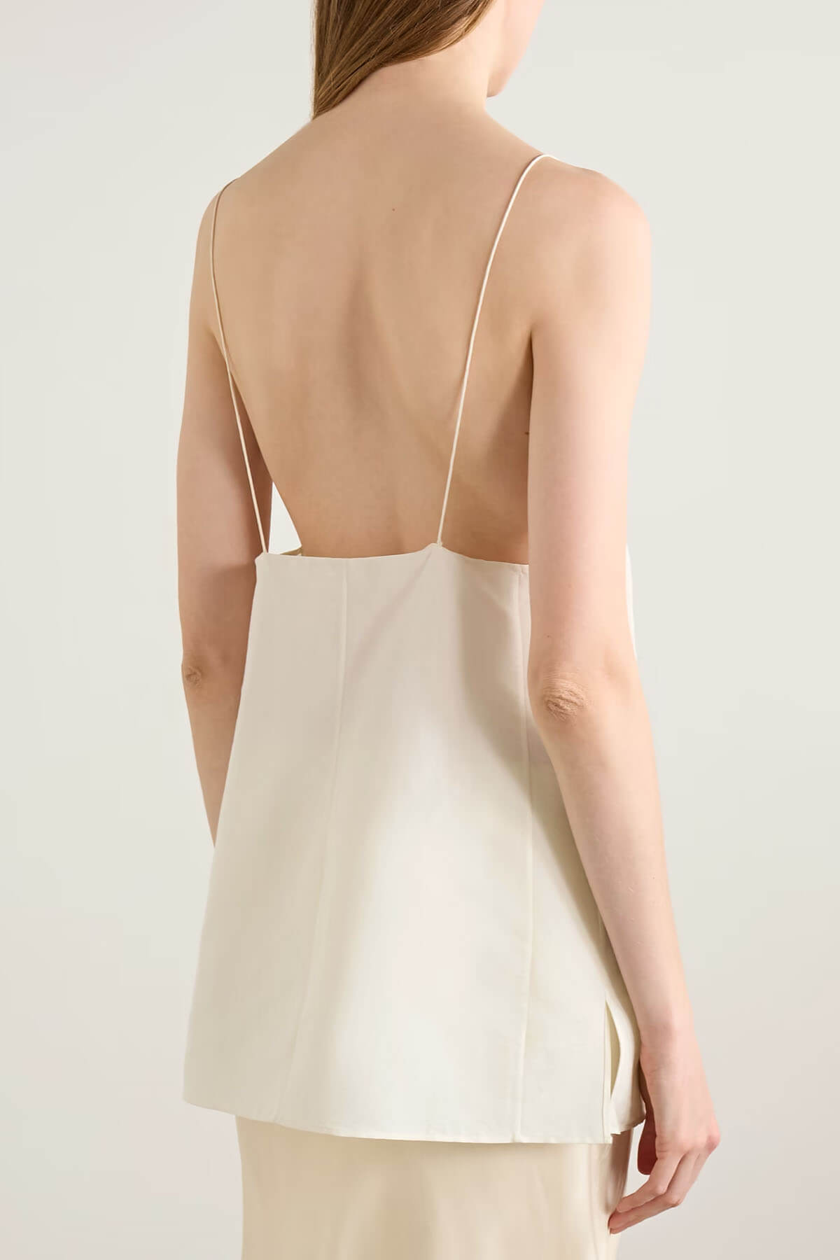 Exquise Rugloze Camisole Top en Geplooide Gedrukte Satijnen Twill Rok Set