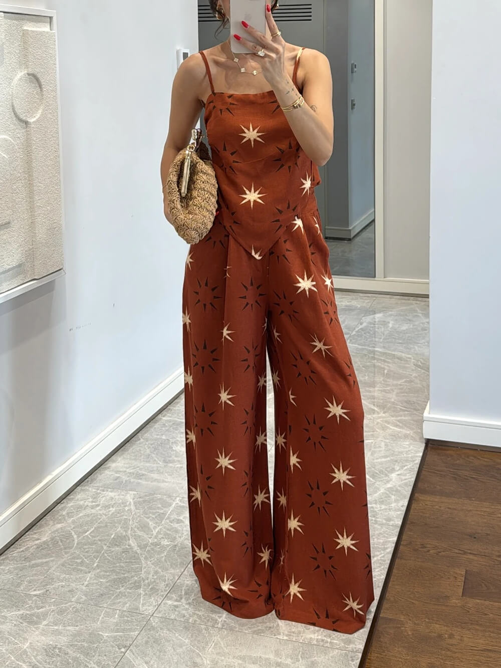Exquise Sterrenpatroon Cami Top En Wijde Broek Set