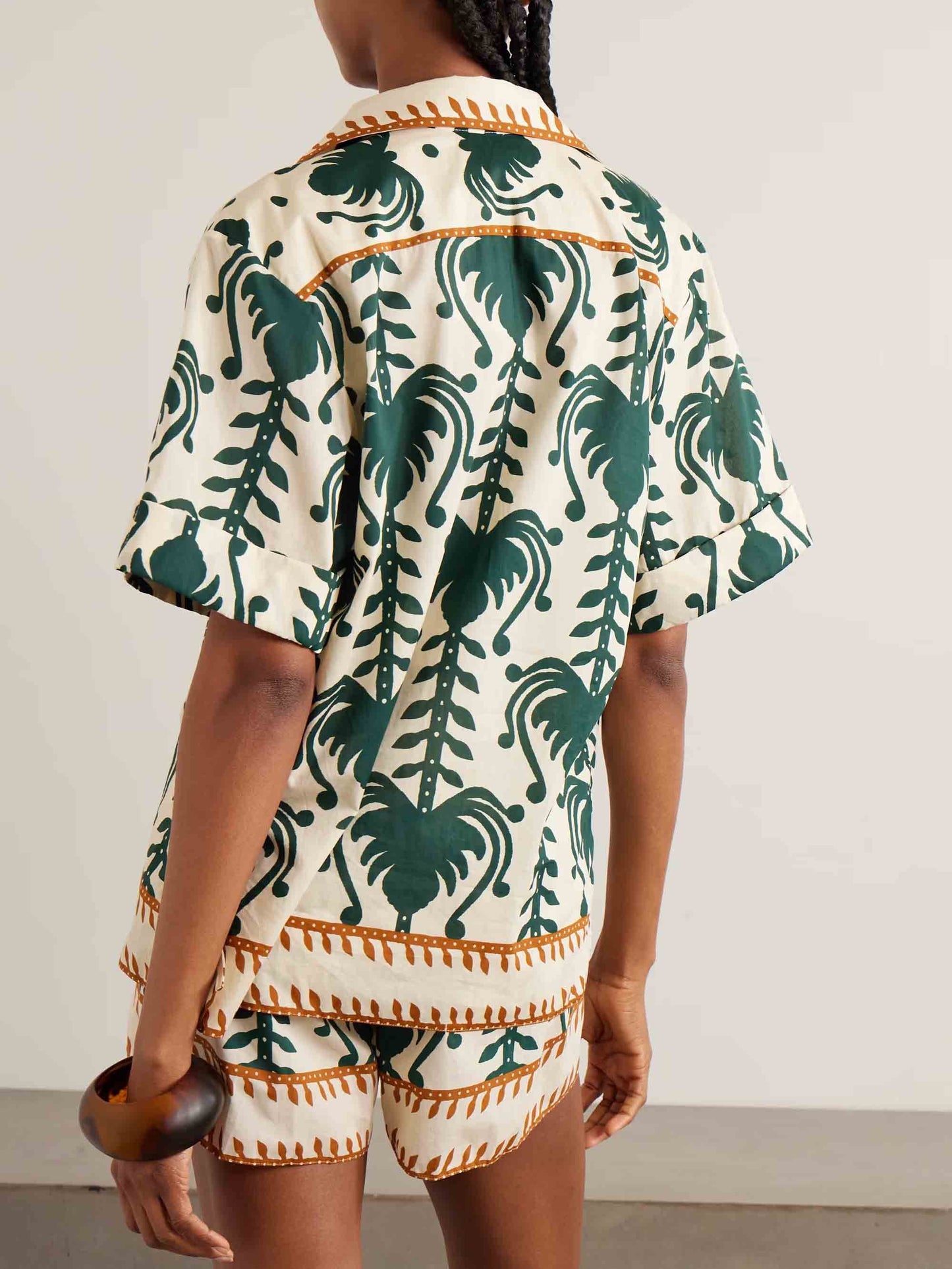 Casual Tropisch Print Korte Mouwen Shirt en Shorts Twee-delige Set