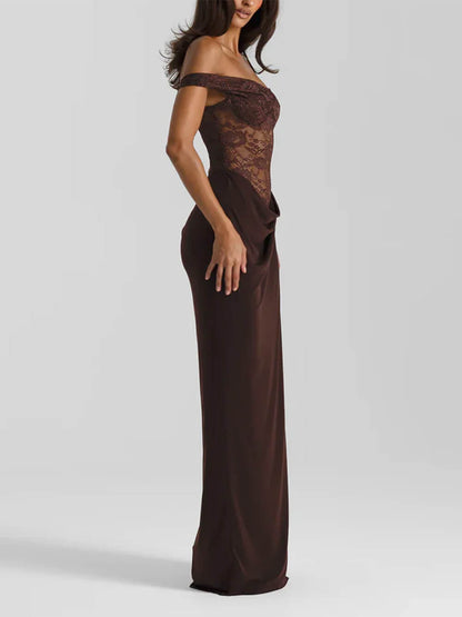 Sexy en Delicate Off-the-Shoulder Kanten Maxi Jurk