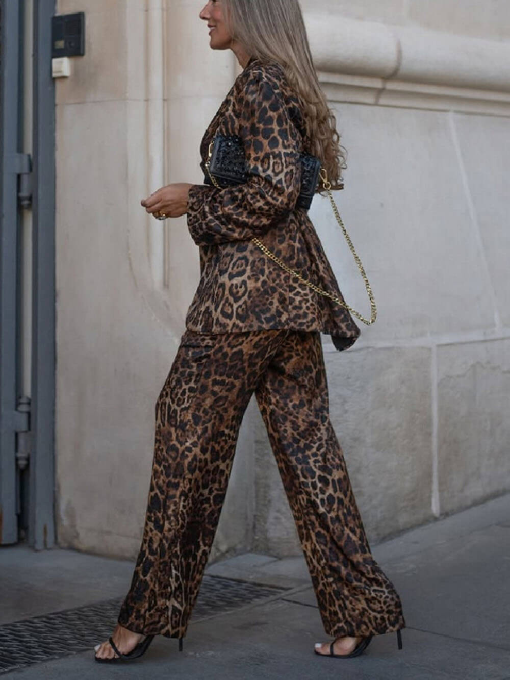 Mode Luipaardprint Hoge Taille Wijde Pantalon