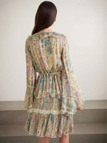Exquise Paisley Print Shirt En Rok Twee-delige Set