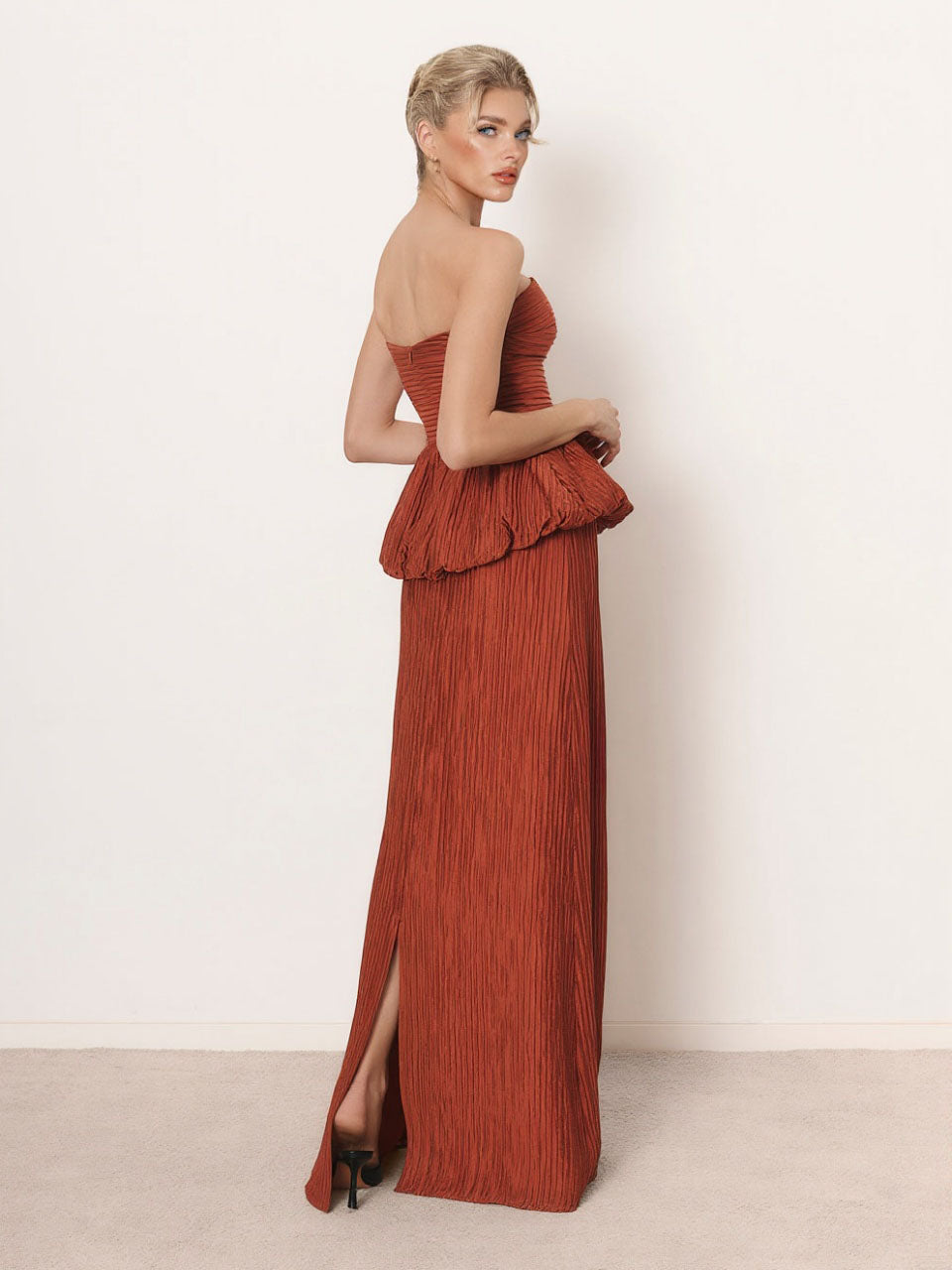 Elegante Strapless Gerimpelde Rok Twee-delige Set