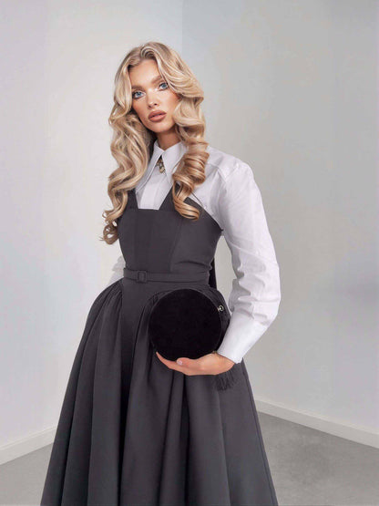Klassiek Shirt & Pinafore Midi Rok Set
