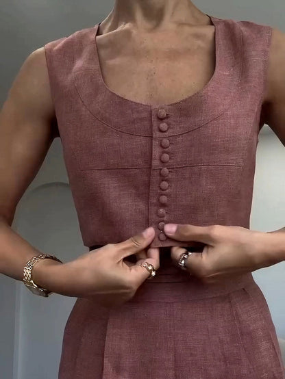 Casual Korte Vest En Broek Twee-delige Set