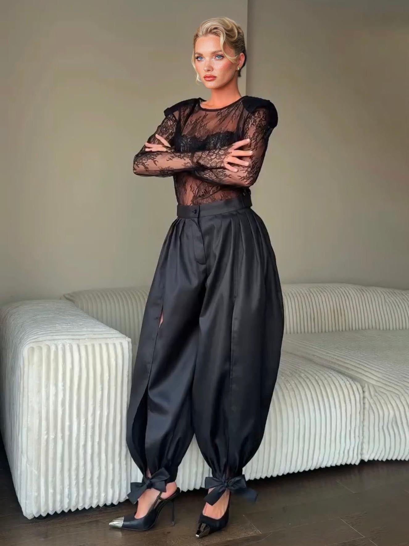 Sexy Kant Top & Hoge Taille Touwbroek Set