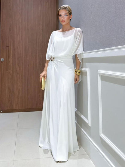 Elegante Chiffon Cape Top & Wijde Pantalon Twee-delig Set
