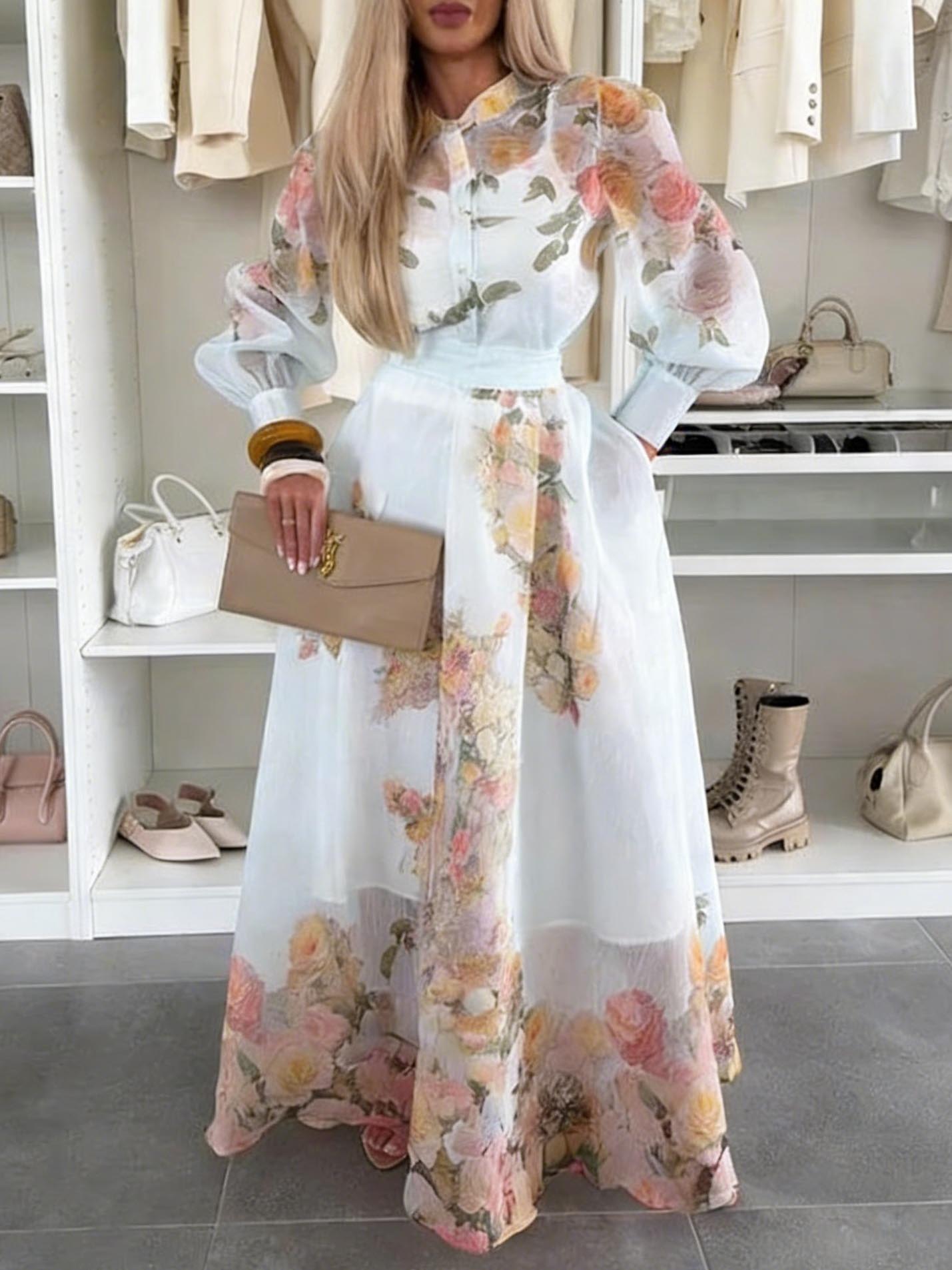 Elegante Doorzichtige Bloemenprint Top & Rok Twee-Delige Set