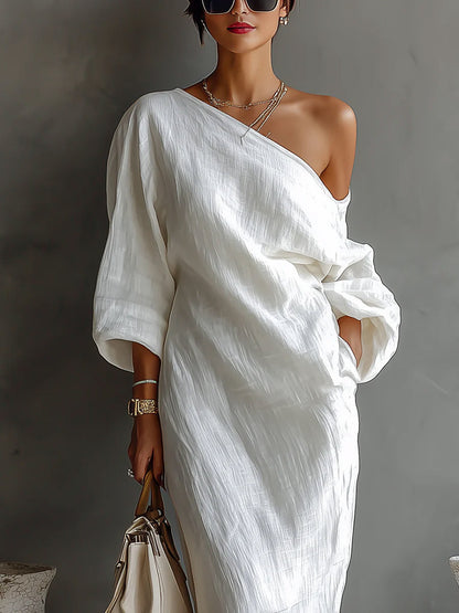 Elegante Maxi Jurk met Één Schouder