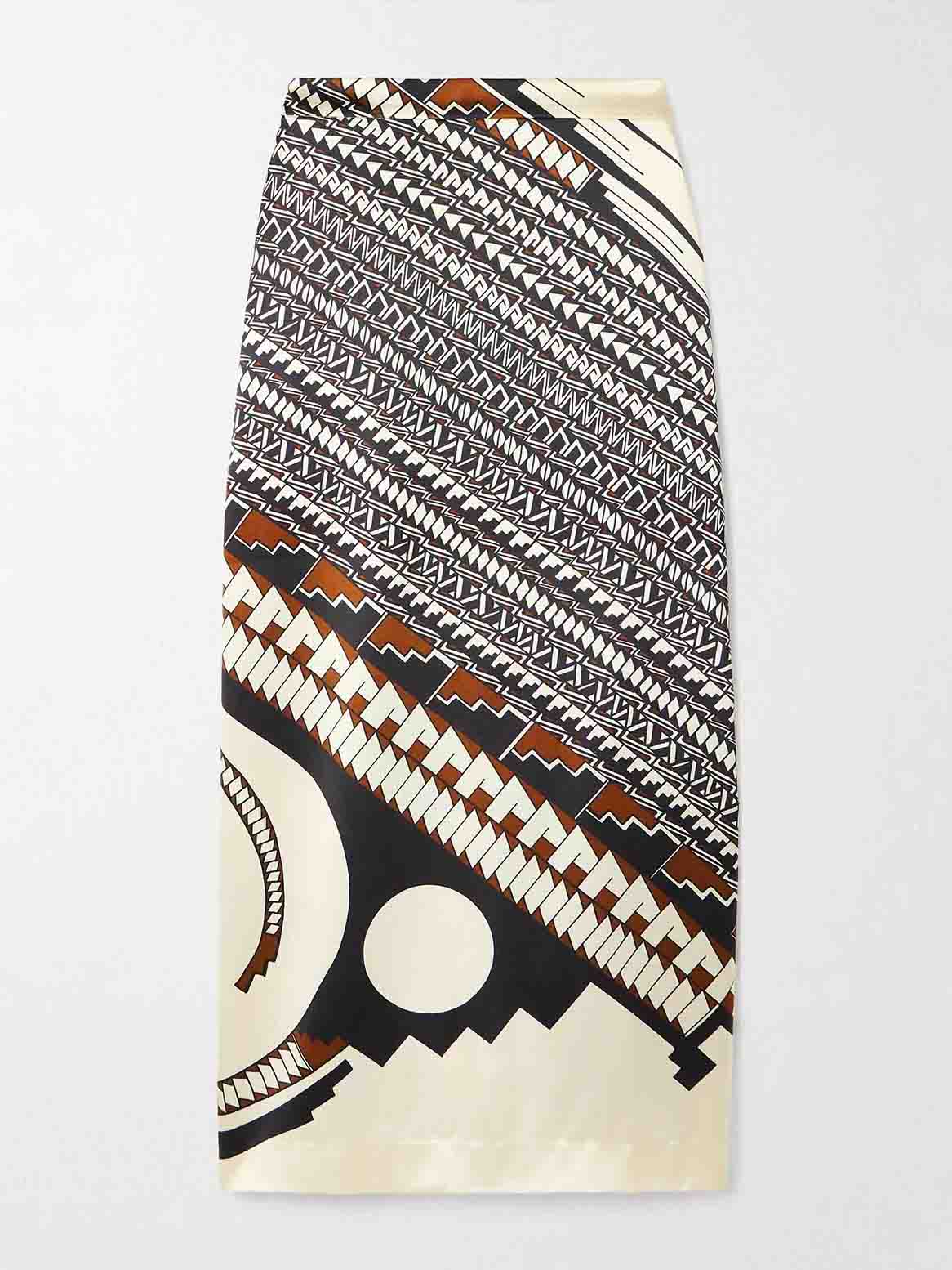 Geometrische Print Satijnen Crop Top & Midi Rok Twee-delige Set