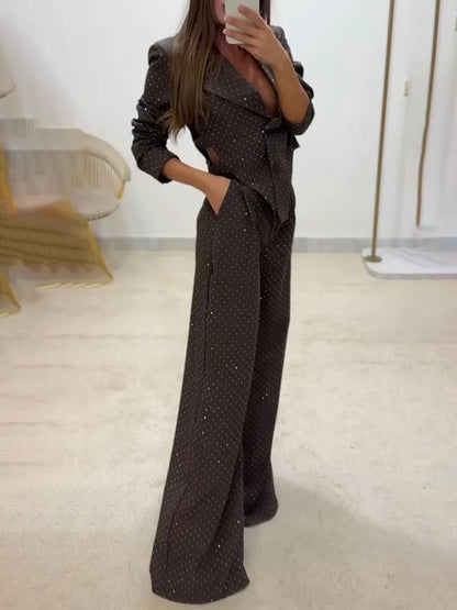 Chic Commute Hoge Taille Pailletten Zak Broek