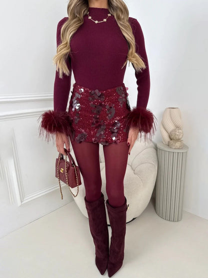 Exquise Sequined Twee-delige Rok Set