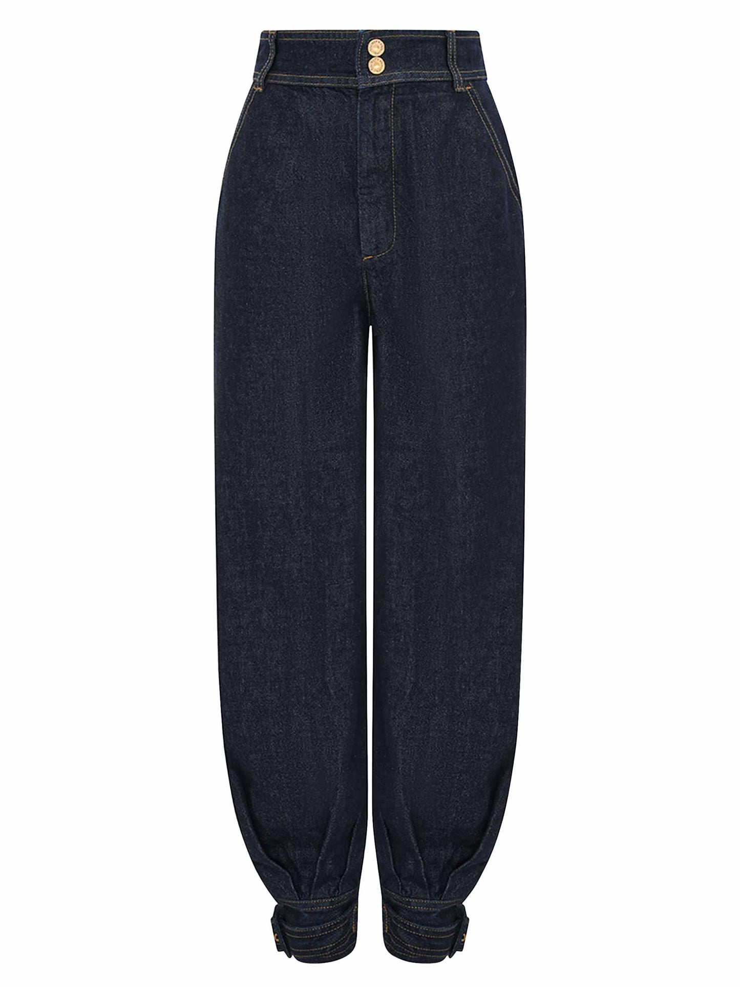 Moderne Denim Cape Top & Hoge Taille Tapered Broek Twee-delige Set
