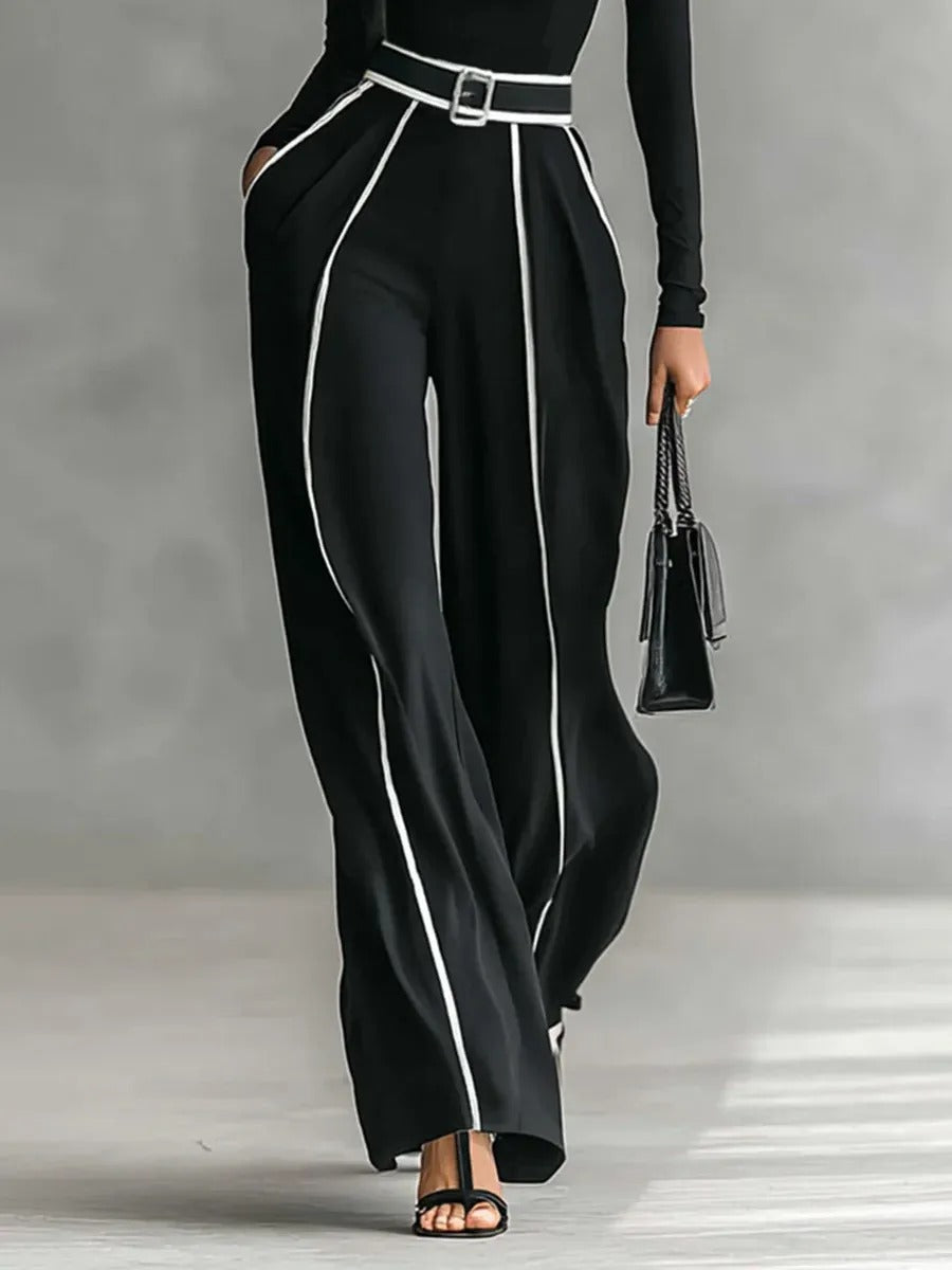 Elegante Hoge Hals Slim Fit Lange Mouw Top Twee-Delige Set