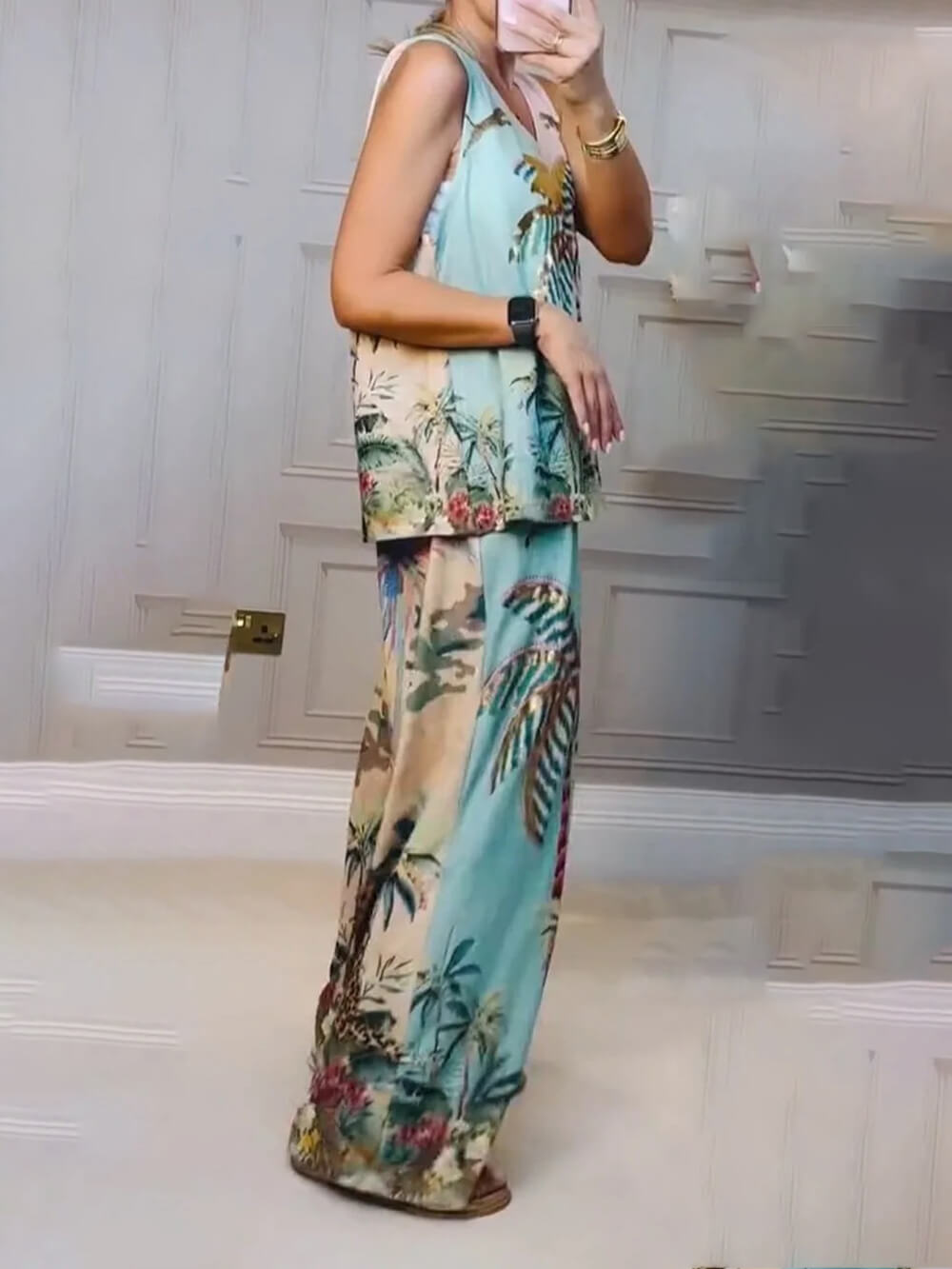 Unieke Palmboom Print Losse Tanktop