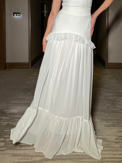 Elegante Chiffon Rimpelrok Twee-delige Set
