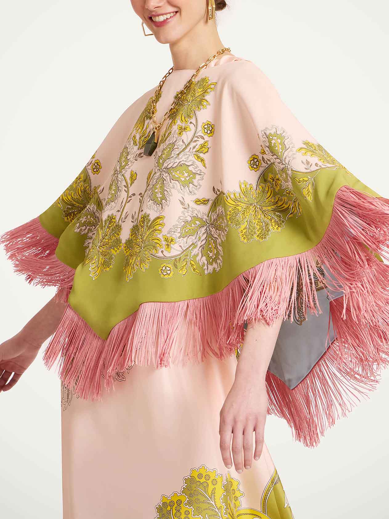 Exquise Franje Trim Batwing Mouw Cover-Up Twee-Piece Set