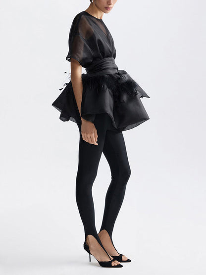 Elegante Veer Organza Top Tweedelige Set