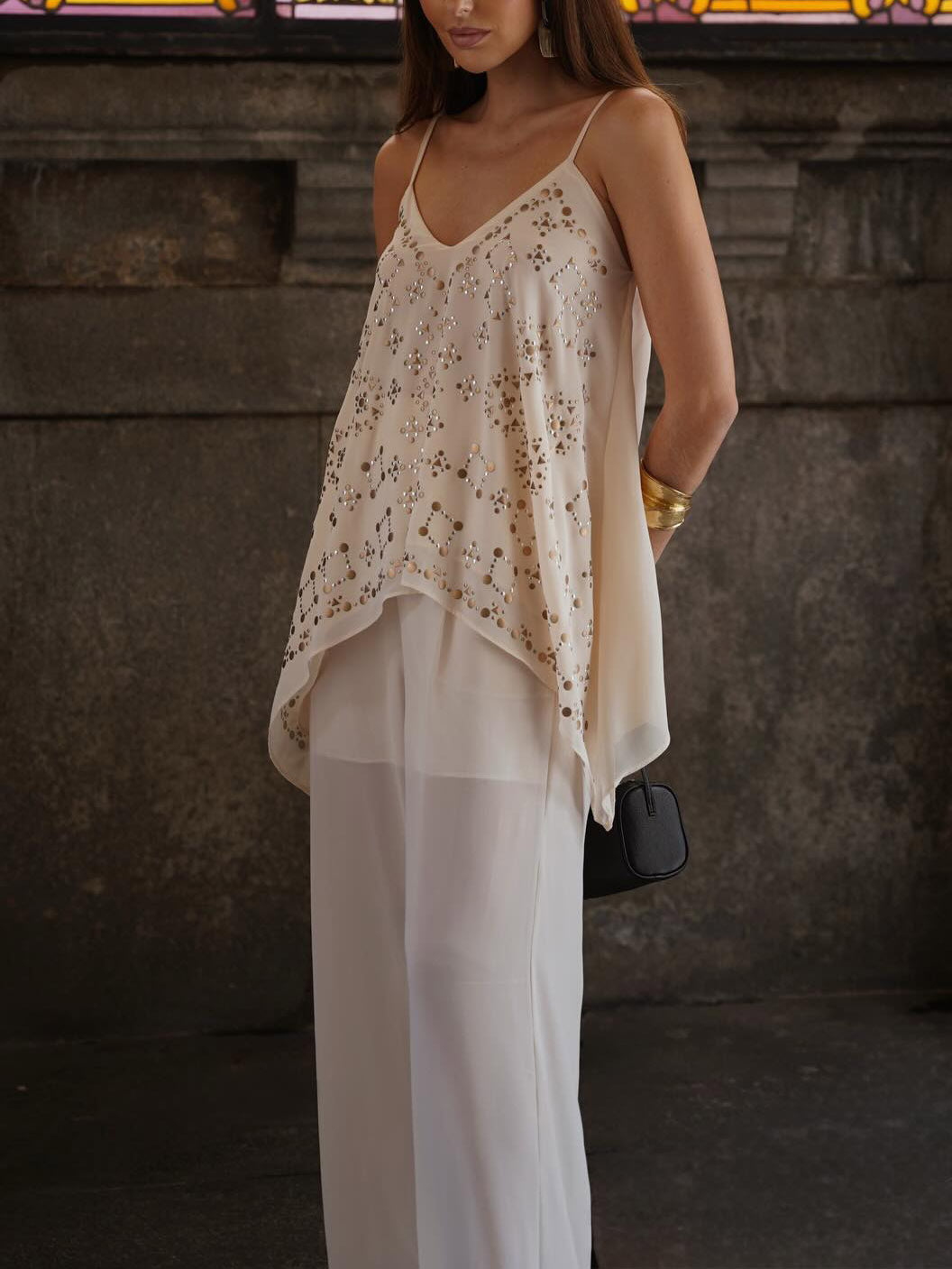 Elegante Vakantie V-Hals Camisole Twee-Piece Set