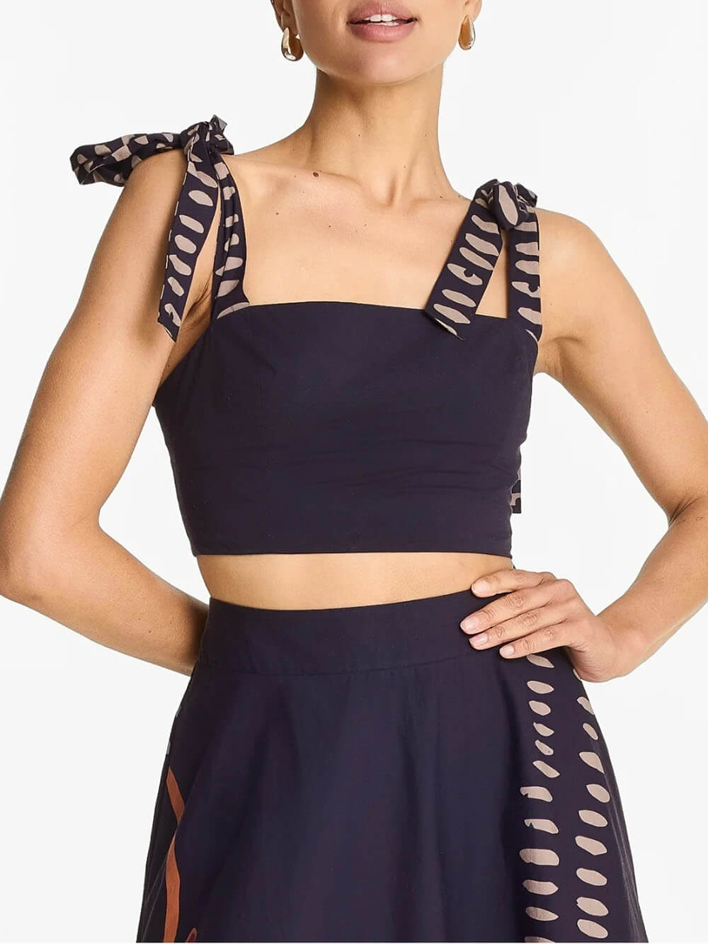 Exquise Cropped Tanktop met Vierkante Hals en Strik