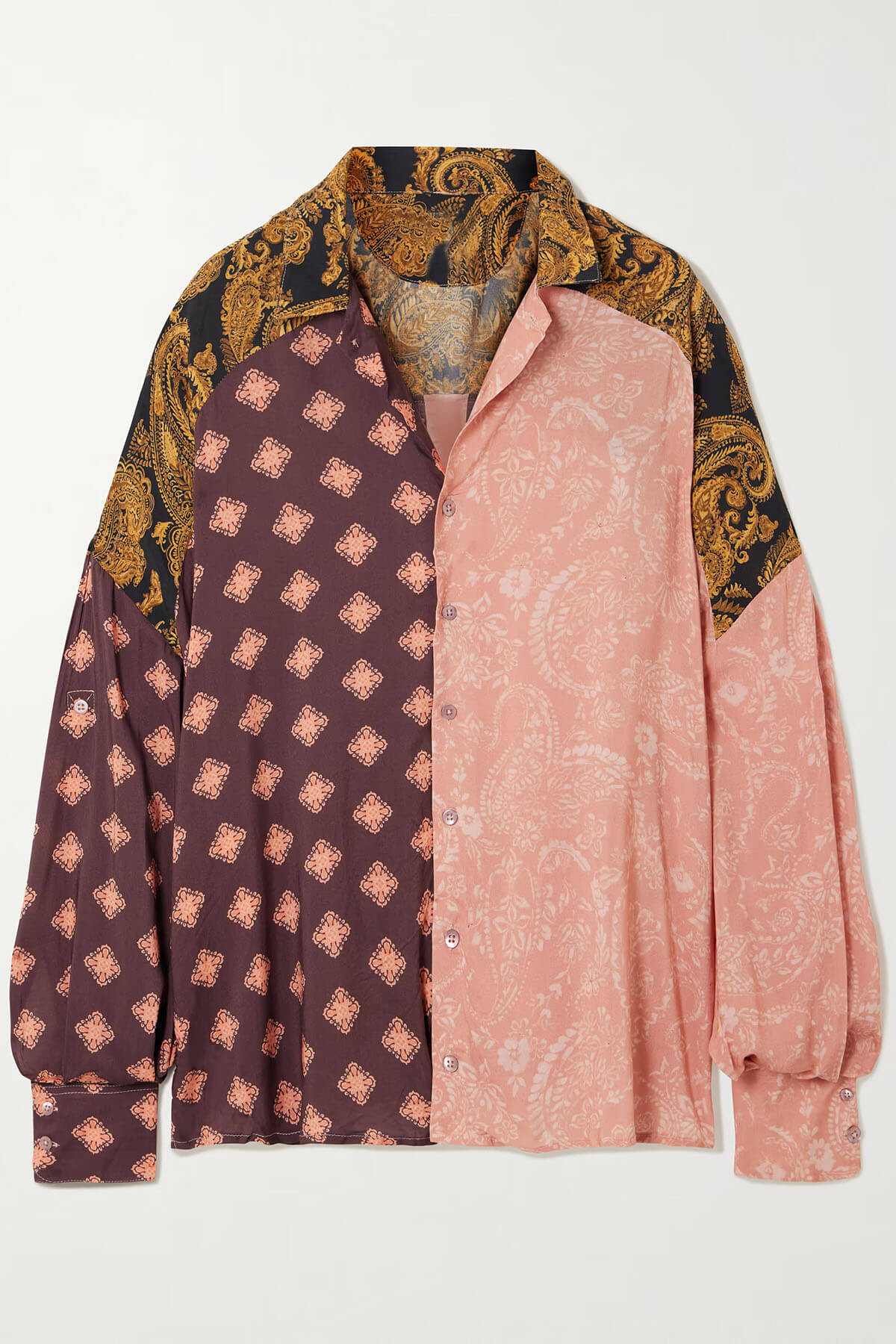 Exquise Twee-Tone Gedrukte Losse Shirt En Zakjes Elastische Taille Shorts Set